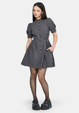 Nimira Check Puff Sleeve Mini Dress