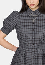 Nimira Check Puff Sleeve Mini Dress
