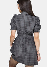 Nimira Check Puff Sleeve Mini Dress