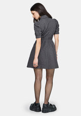 Nimira Check Puff Sleeve Mini Dress