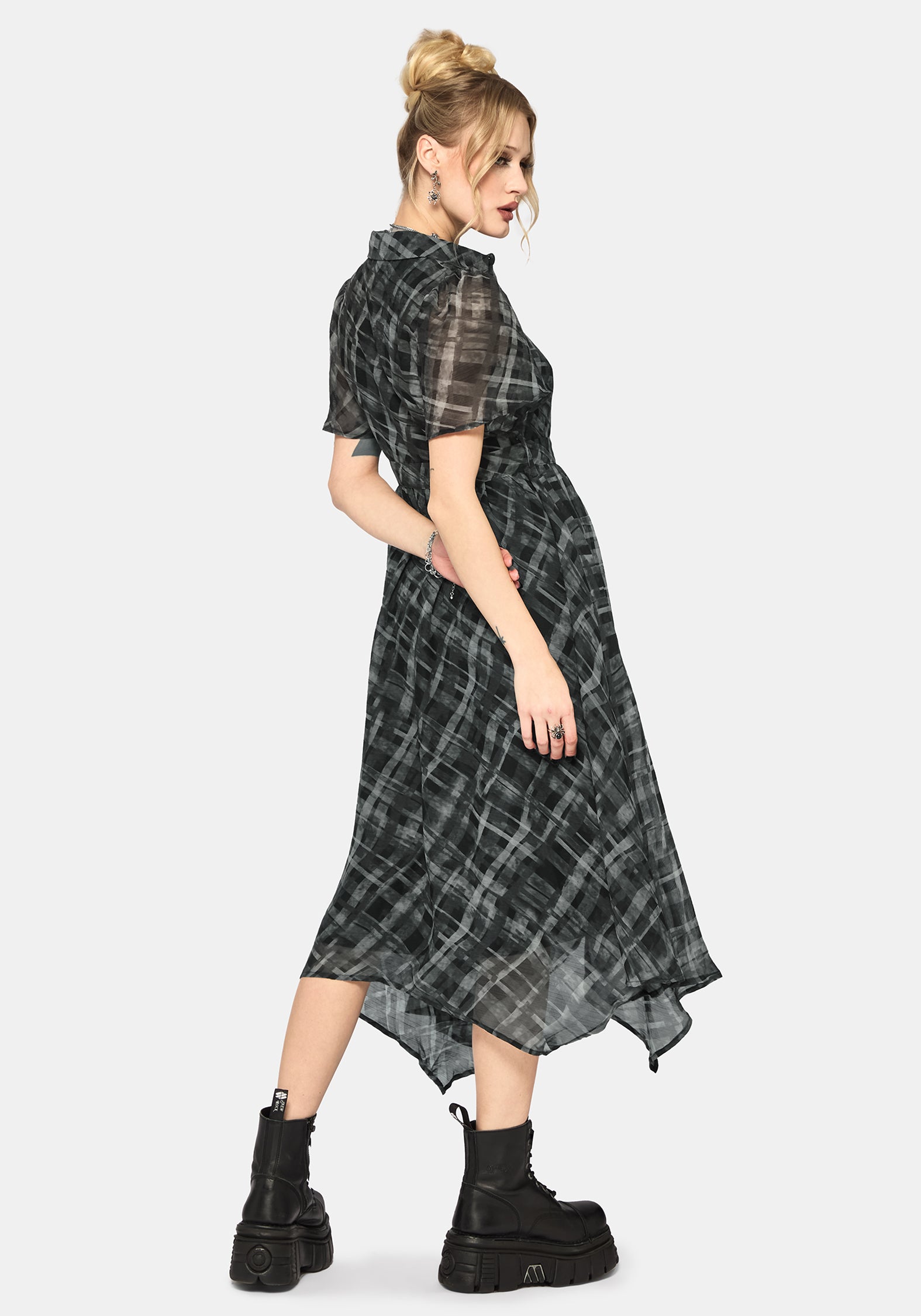 Rhoswen Checked Hanky Hem Midaxi Shirt Dress UK 10
