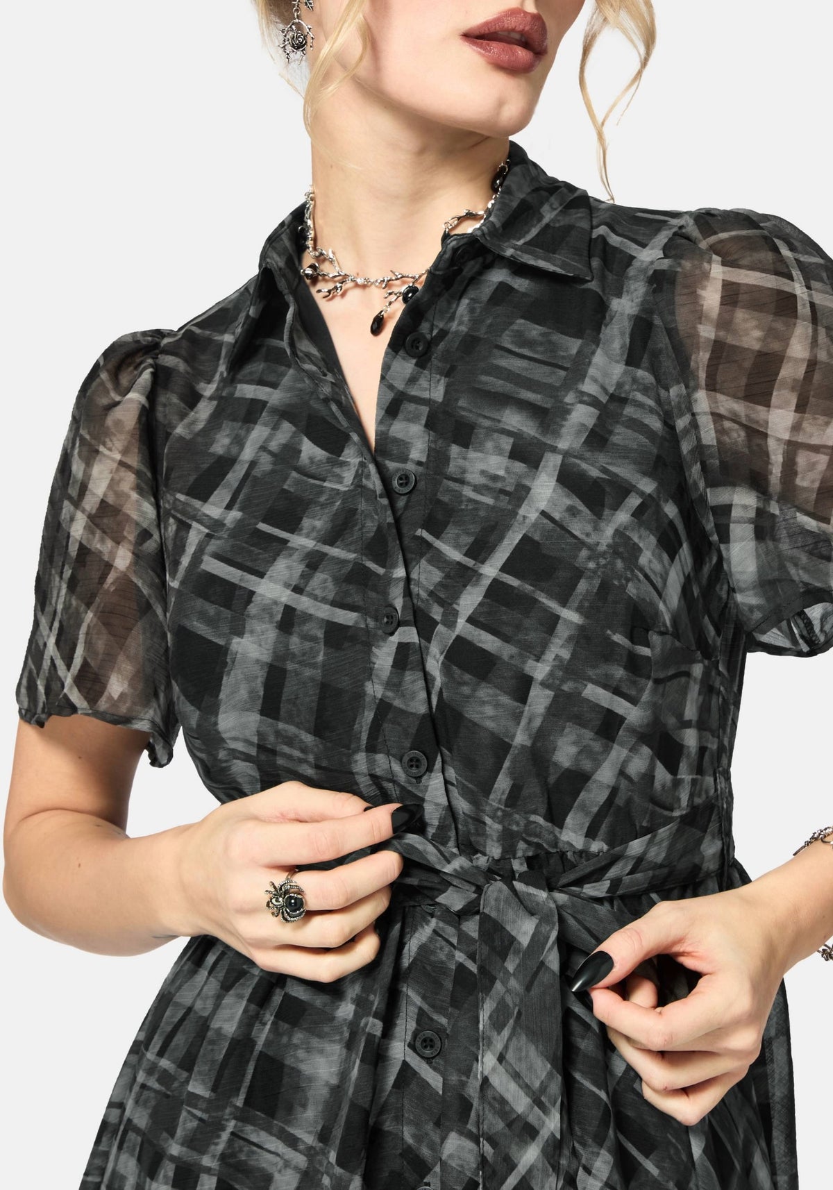 Rhoswen Checked Hanky Hem Midaxi Shirt Dress