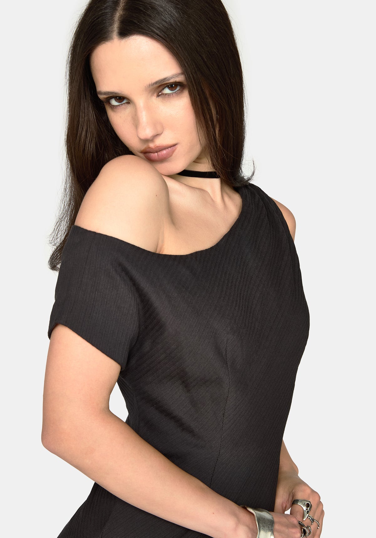 Lila Asymmetric Stripe Midaxi Dress