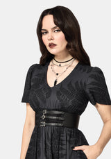 Ruin Fern Printed Midi Dress - Grey