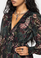 Noctua Chiffon Wrap Long Sleeve Mini Dress