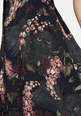 Noctua Midnight Owl Foxglove Printed Button Up Cami Mini Dress