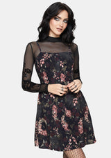 Noctua Midnight Owl Foxglove Printed Button Up Cami Mini Dress