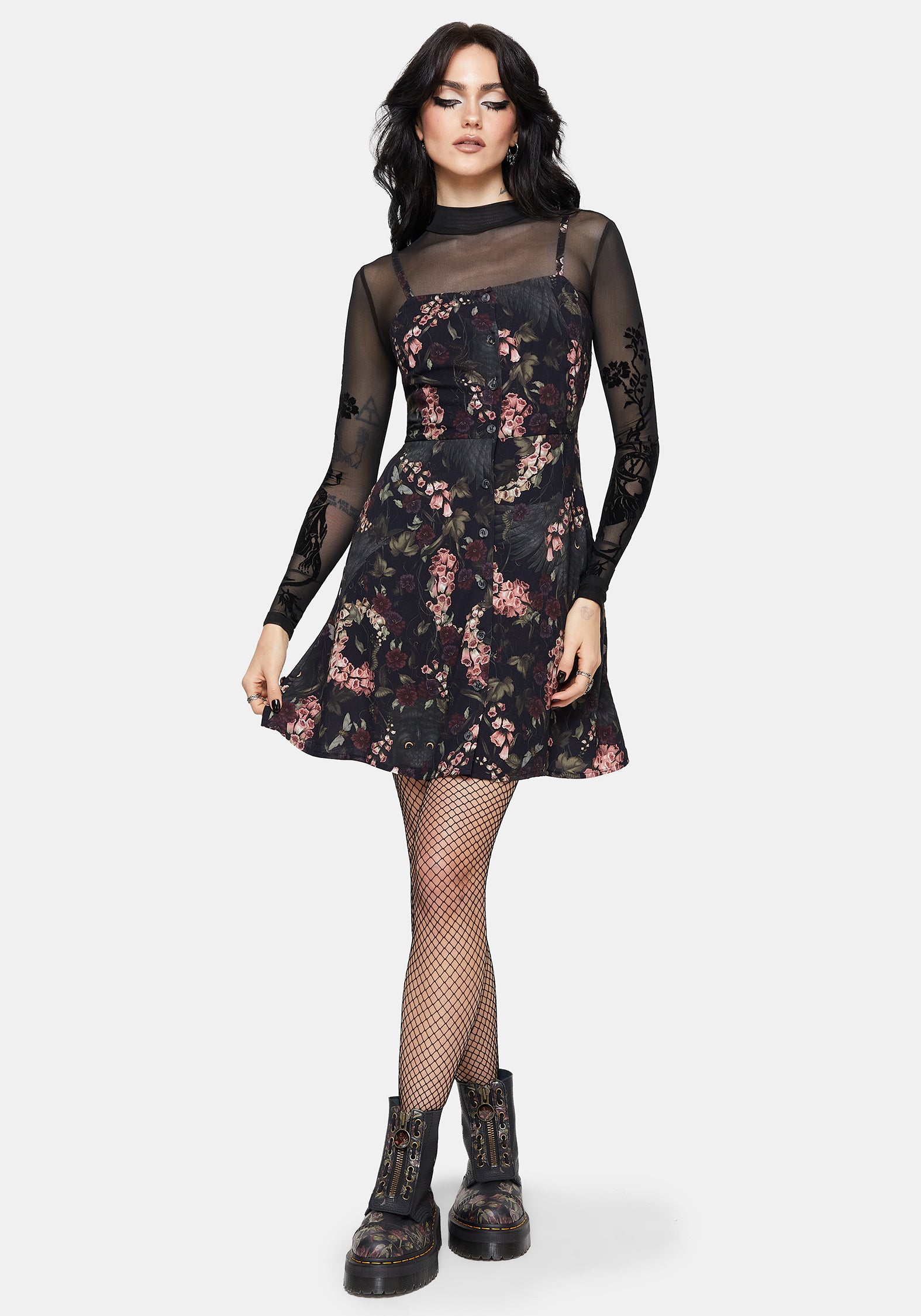 Tessa Flocked Mesh Long Sleeved Bodysuit