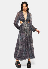 Gaia Celestial Print Chiffon Maxi Dress