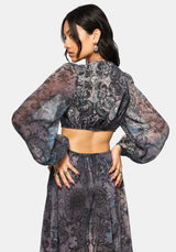 Gaia Celestial Print Chiffon Maxi Dress