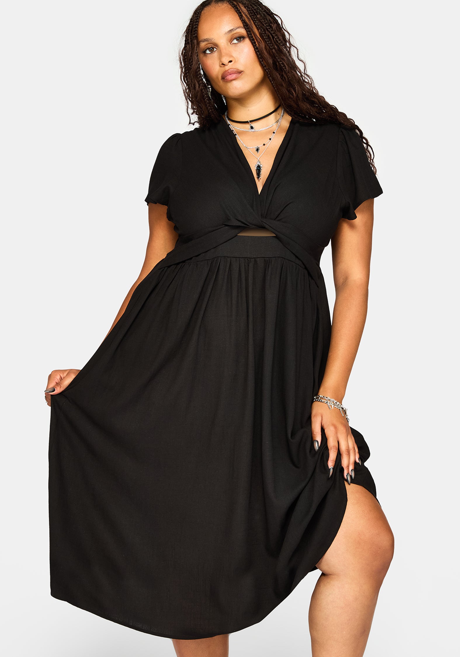 Ramone Twist Front Midi Dress
