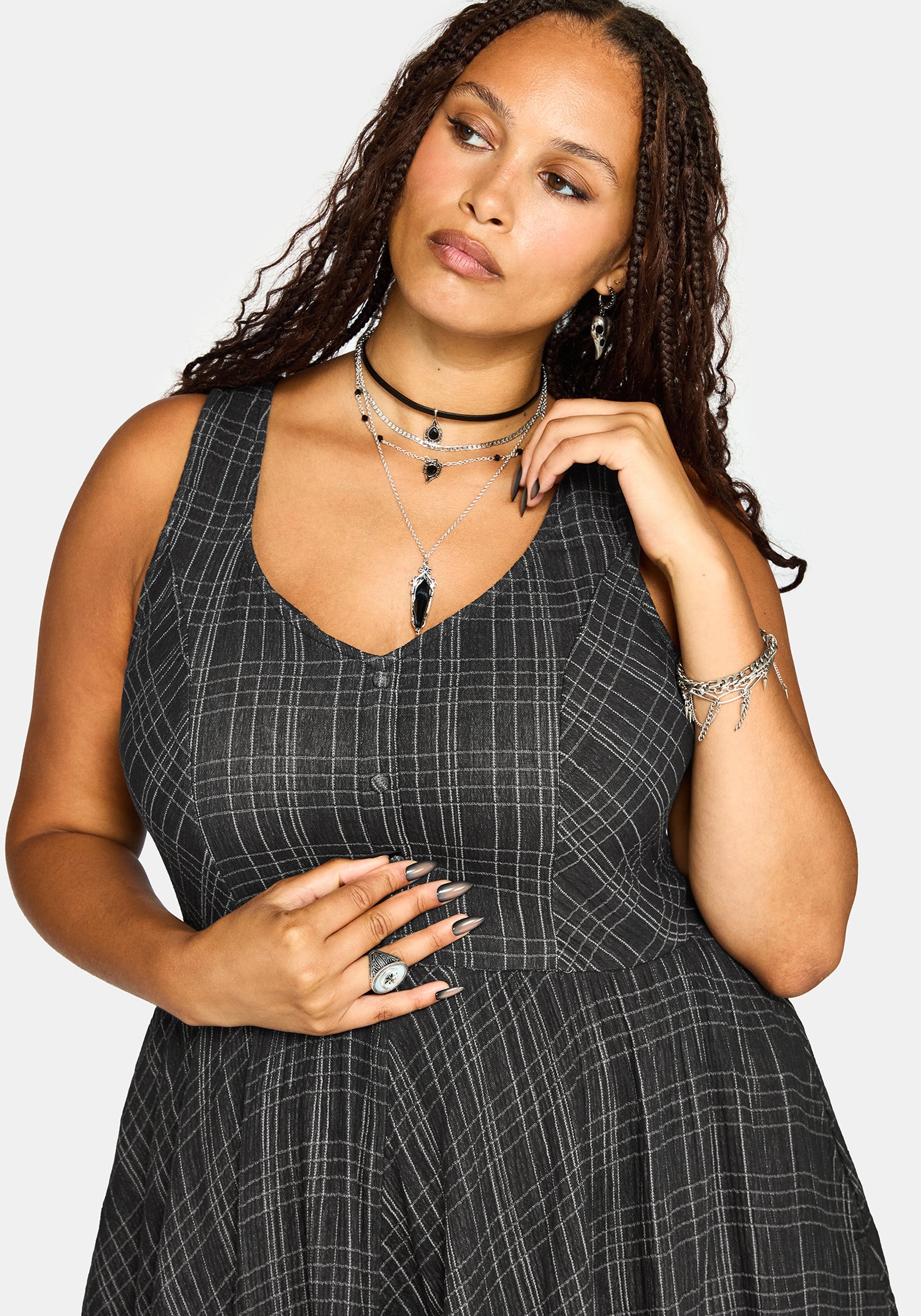 Caledon Check Gauze Midaxi Dress