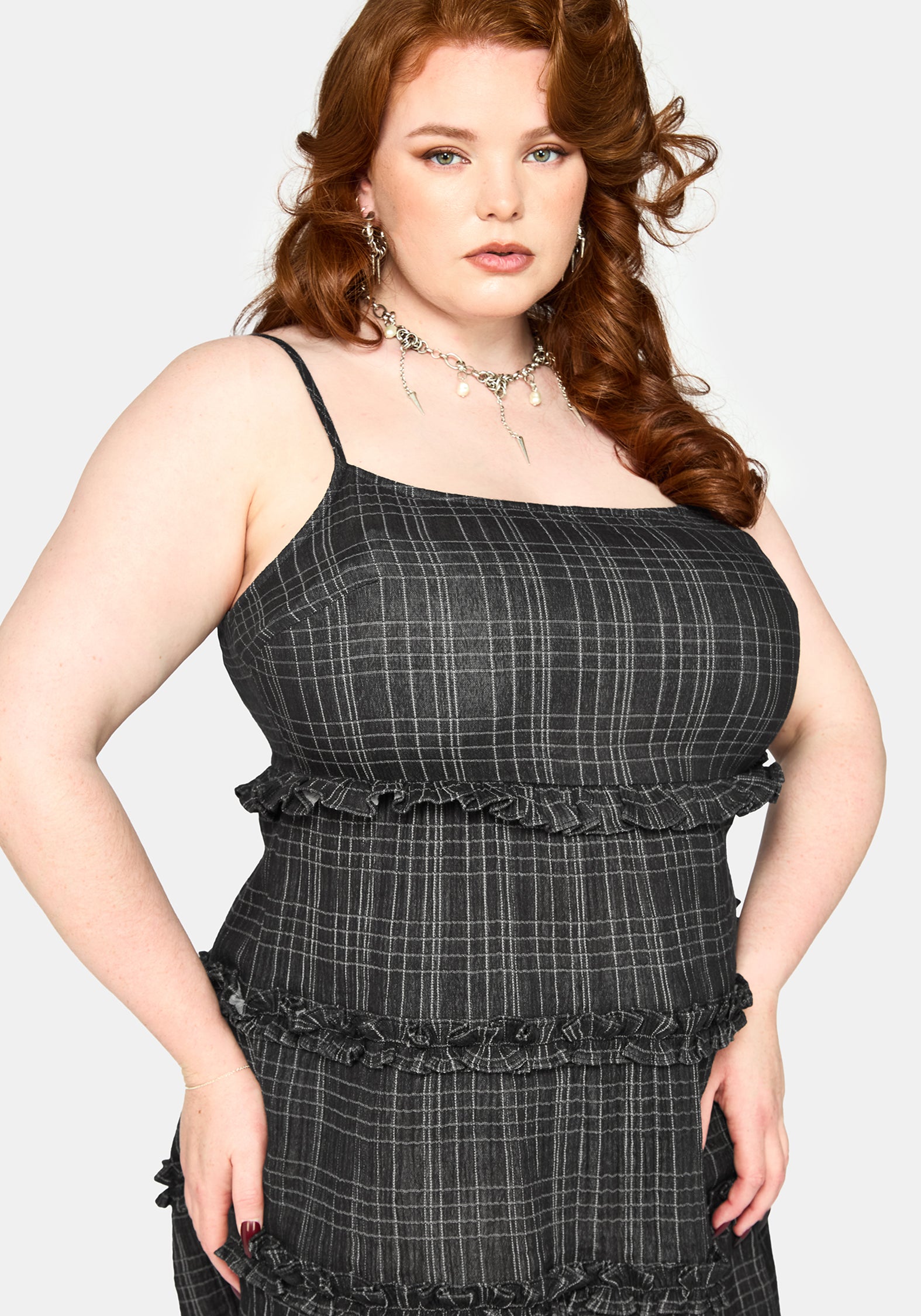 Caledon Check Gauze Cami Mini Dress