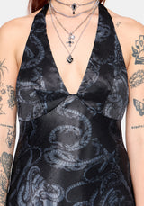 Ophion Print Satin Halterneck Mini Dress