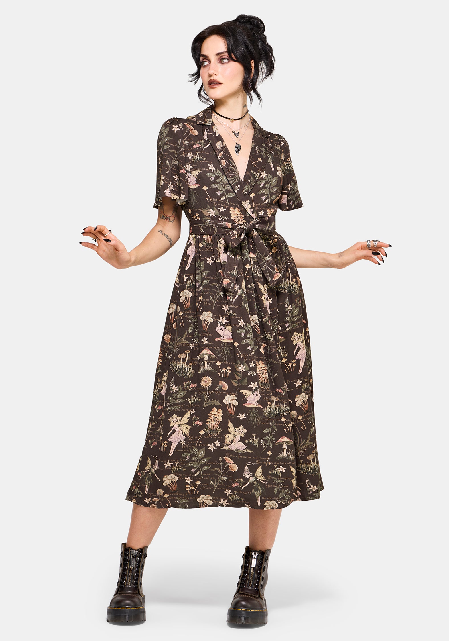 Faela Fairy Tie Waist Wrap Midi Dress UK 6