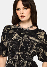 Isolde Medieval Map Tie Back Midi Dress