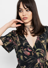 Dionaea Flytrap Print Wrap Mini Dress