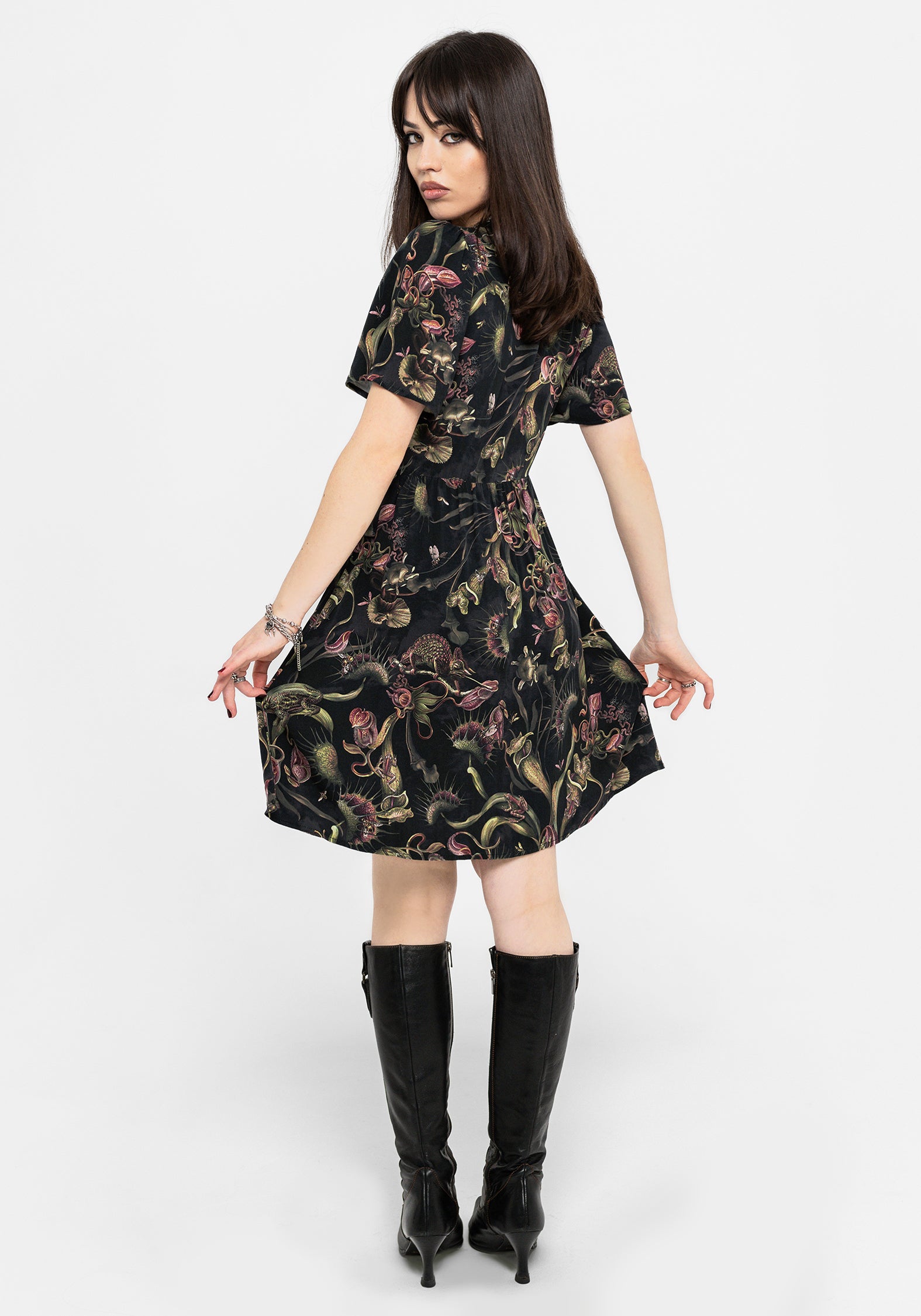 Dionaea Flytrap Print Wrap Mini Dress