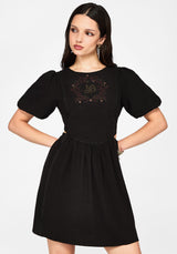 Ophidian Embroidered Cut Out Mini Dress