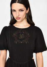 Ophidian Embroidered Cut Out Mini Dress