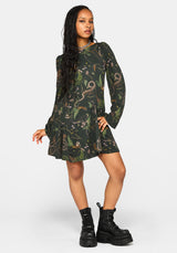Noctaris Print Flared Sleeve Mini Dress