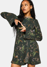 Noctaris Print Flared Sleeve Mini Dress