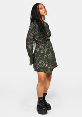 Noctaris Print Flared Sleeve Mini Dress