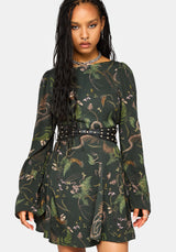Noctaris Print Flared Sleeve Mini Dress