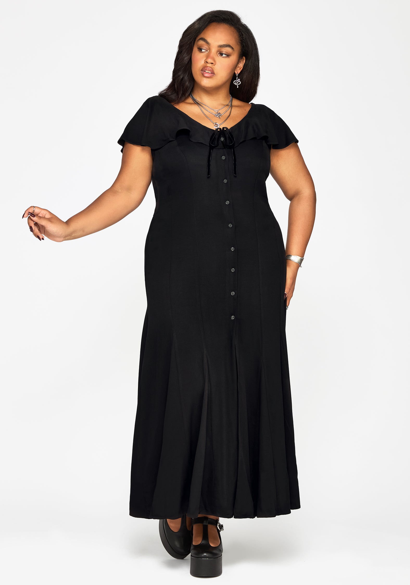 Aren Ruffle Tie Front Maxi Dress