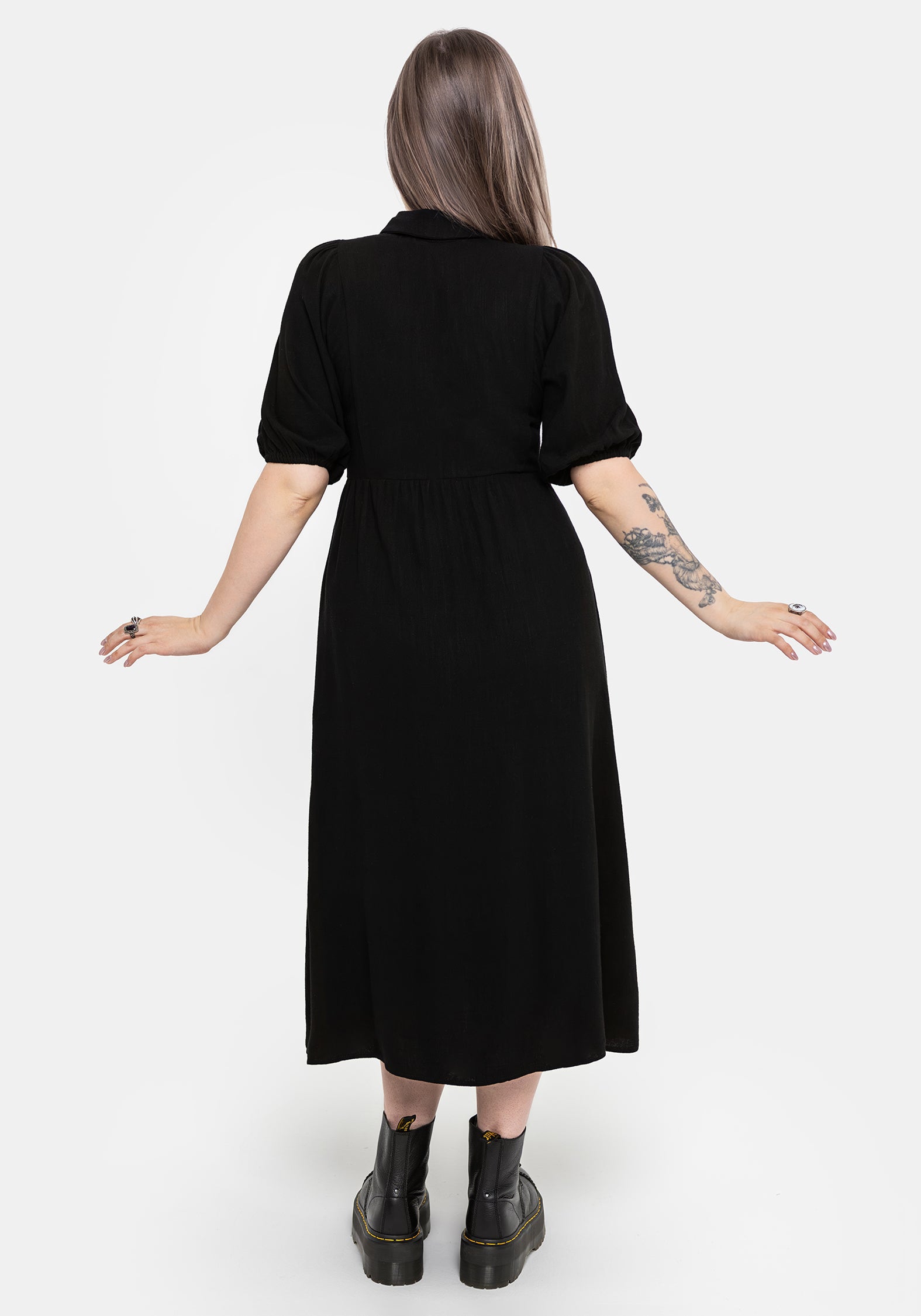 Dionaea Flytrap Embroidered Midi Shirt Dress
