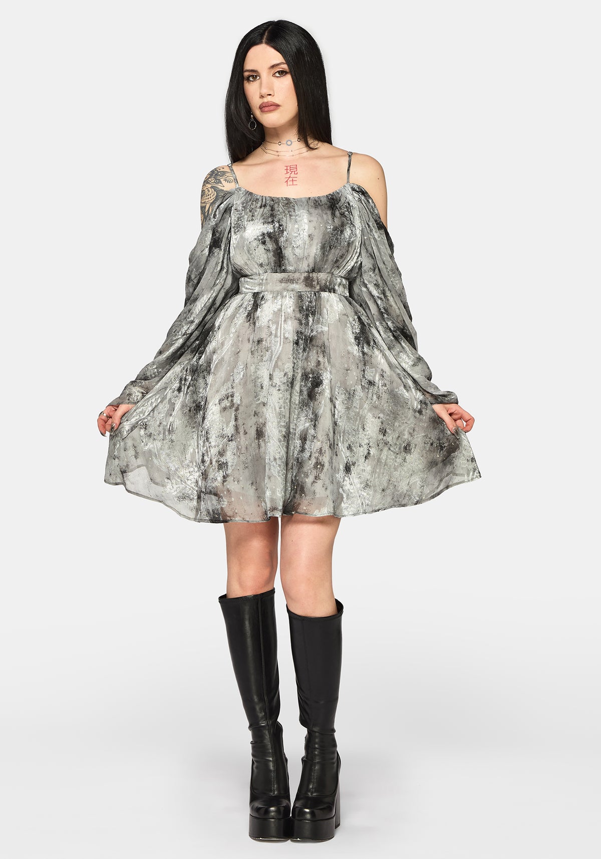 Maddie Cold Shoulder Blouson Mini Dress
