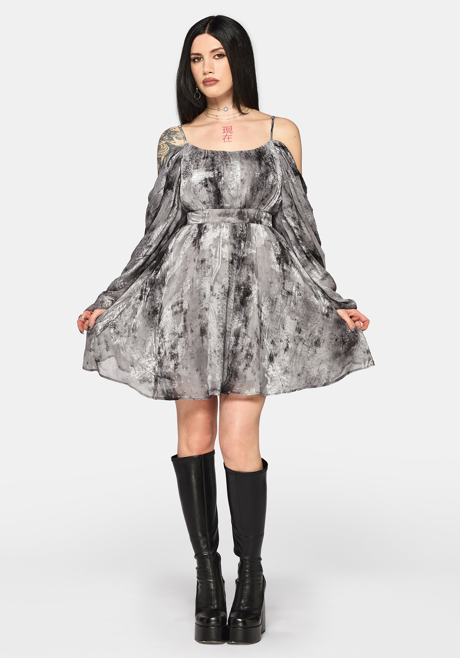 Maddie Cold Shoulder Blouson Mini Dress