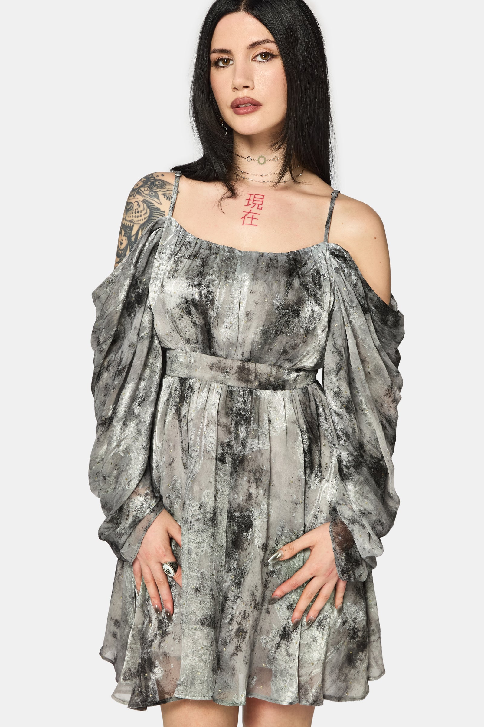 Maddie Cold Shoulder Blouson Mini Dress