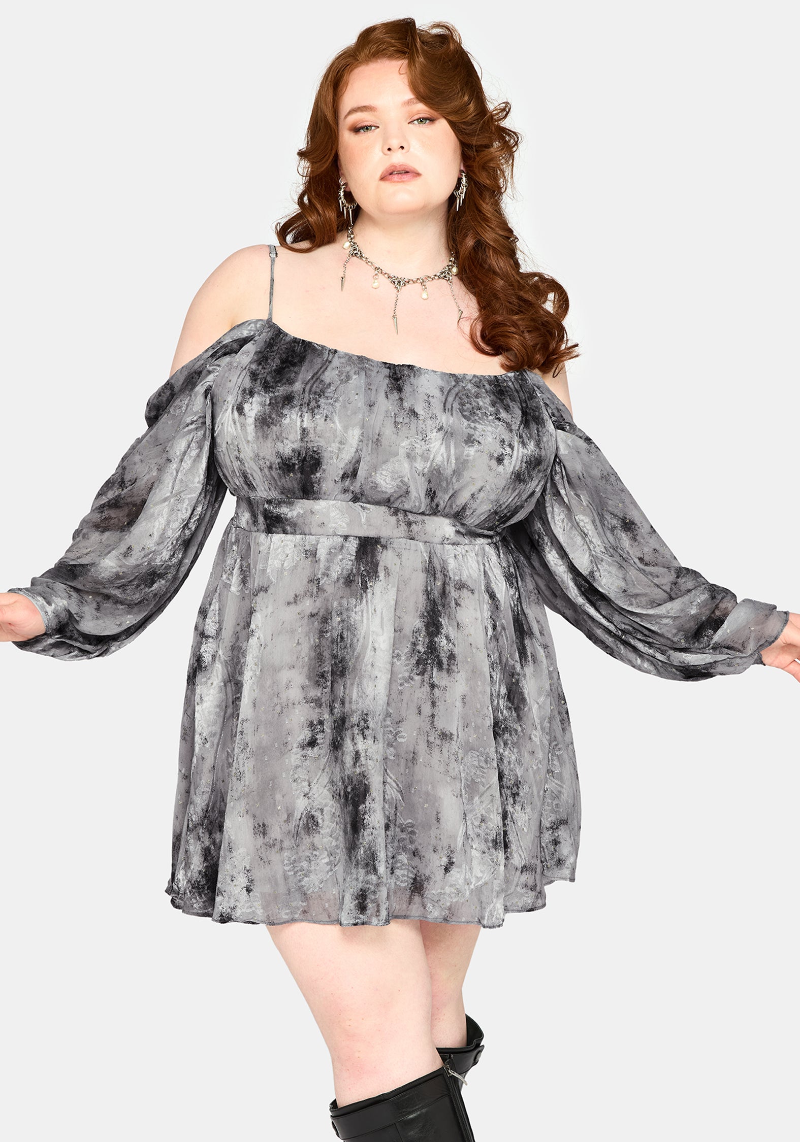 Maddie Cold Shoulder Blouson Mini Dress