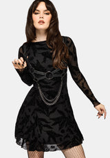 Cimora Dandelion Flocked Mesh Mini Dress