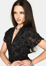 Sanct Flocked Chiffon Puff Sleeve Midaxi Dress