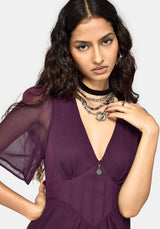 Emer Angel Sleeve Pintuck Waist Maxi Dress