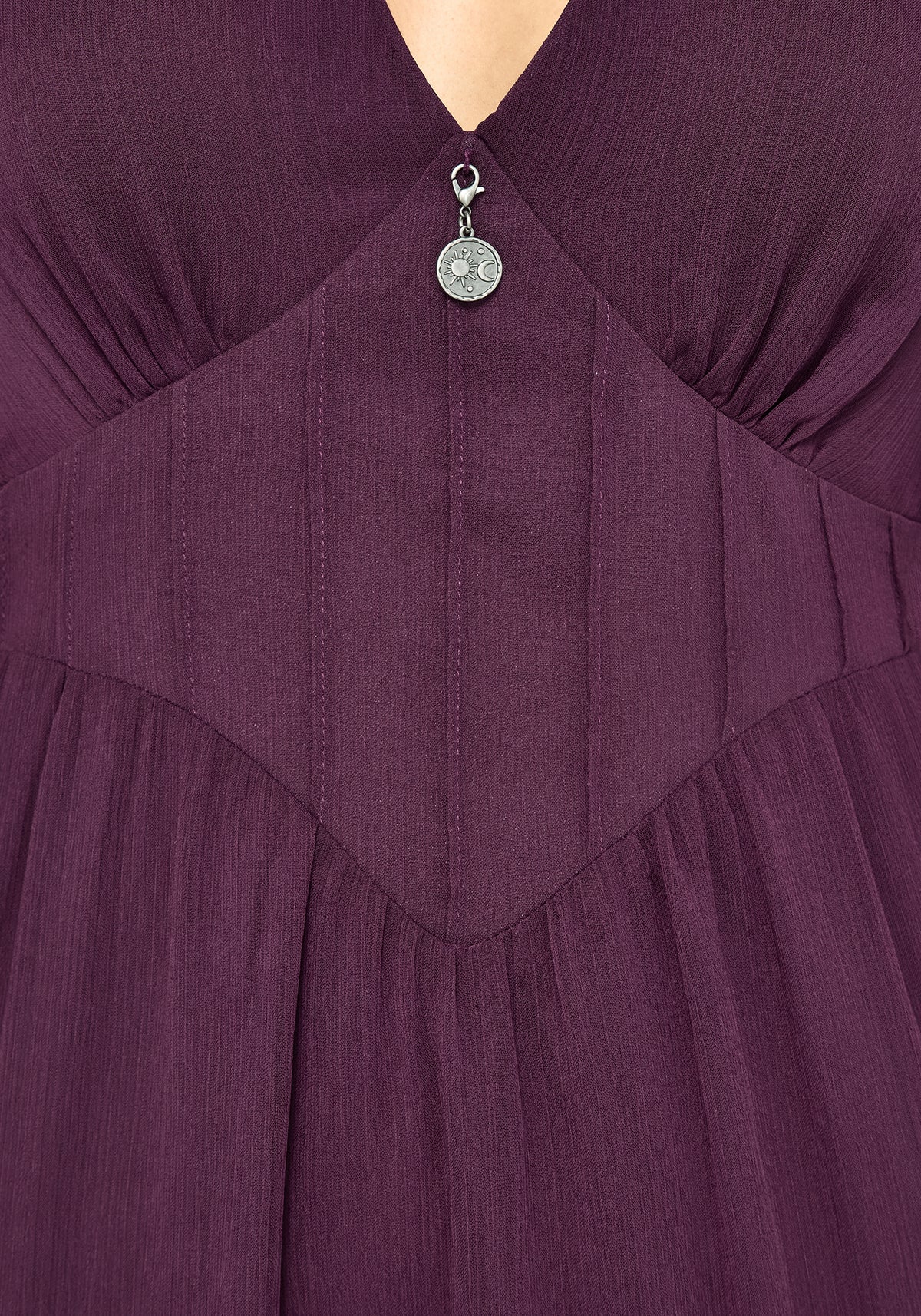 Emer Angel Sleeve Pintuck Waist Maxi Dress