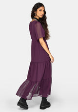 Emer Angel Sleeve Pintuck Waist Maxi Dress