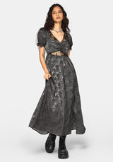 Lili Jacquard Lace Insert Ruched Bust Midi Dress