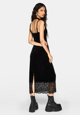 Cathy Velour Lace Hem Cami Midaxi Dress