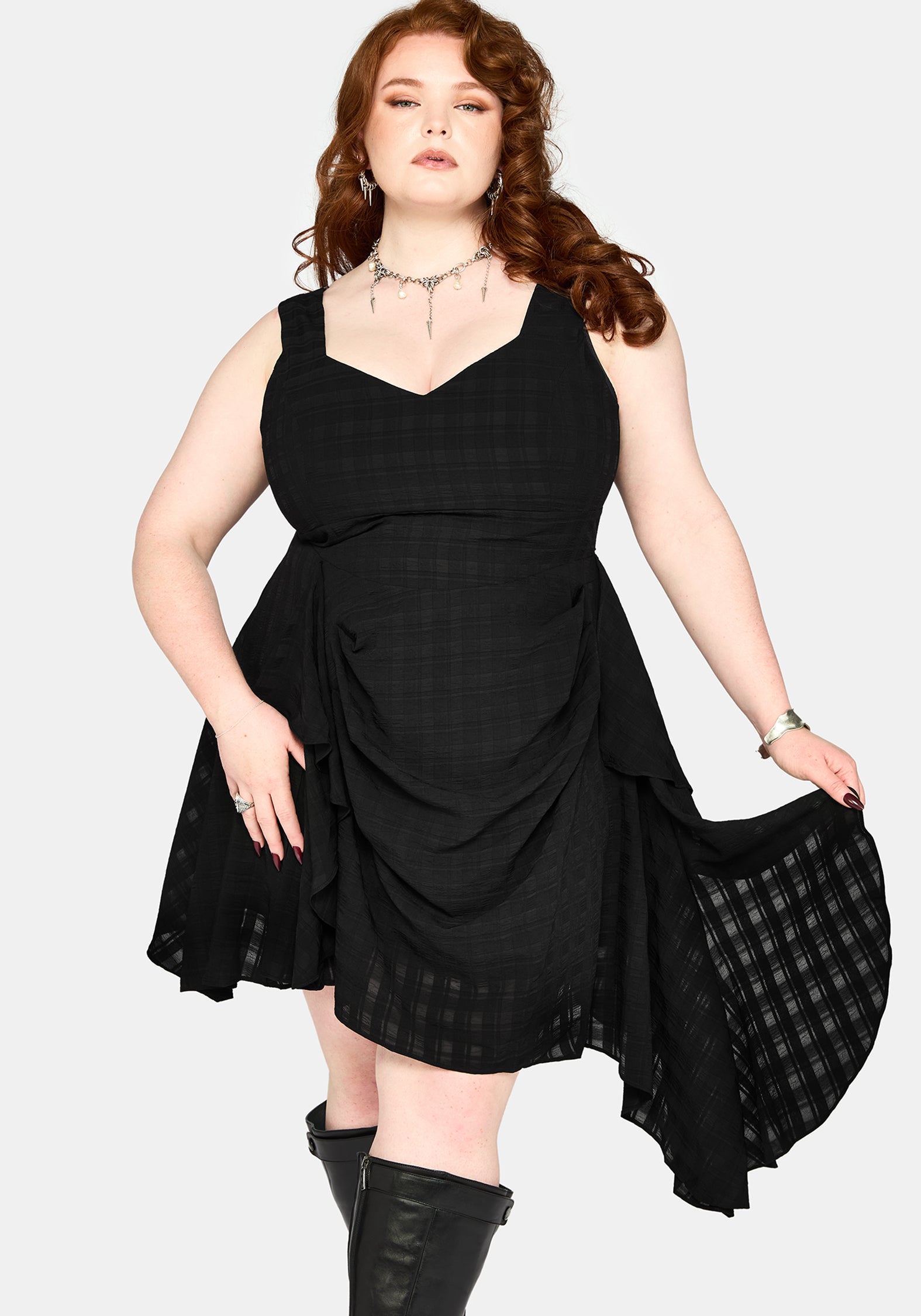 Vivienne Checked Ruched Mini Dress