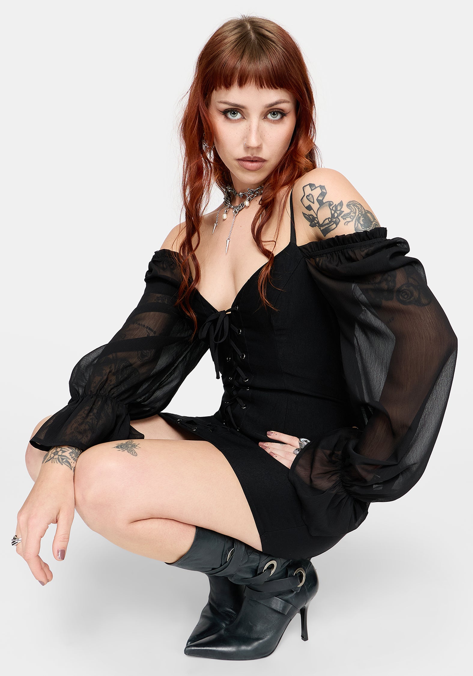 Lena Lace Up Front Mini Dress