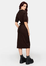 Kora Emboridered Collar Button Up Midi Dress