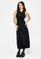 Velis Suedette Embroidered Strap Midaxi Dress