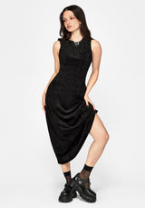 Velis Suedette Embroidered Strap Midaxi Dress