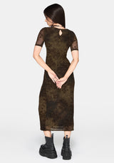 Zuri Flocked Ruched Bust Midaxi Dress