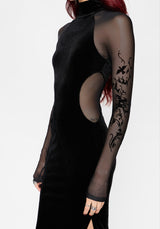 Riven Flock Mesh Mix Gown