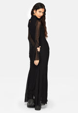 Theodosia Ruched Mesh Stripe Gown