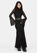 Theodosia Ruched Mesh Stripe Gown